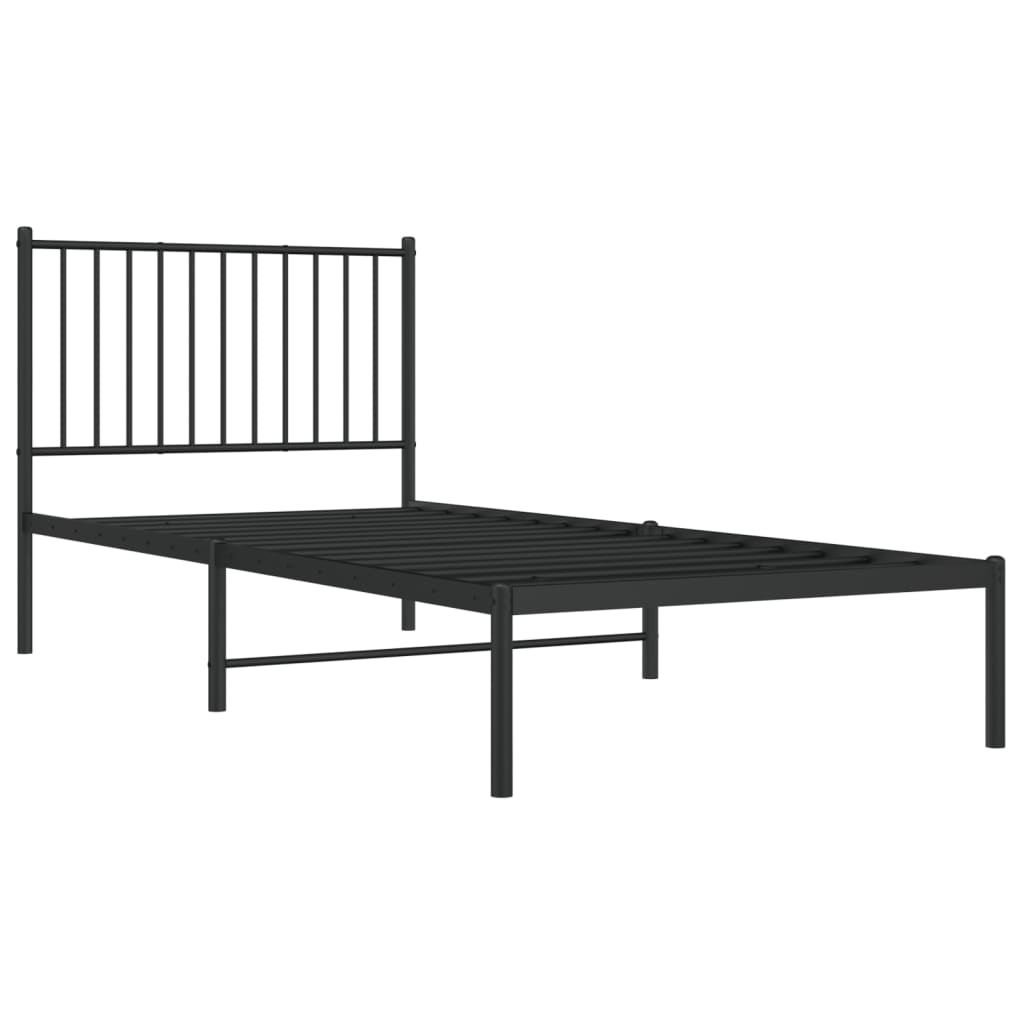 Metal Bed Frame without Mattress with Headboard Black 90x200cm