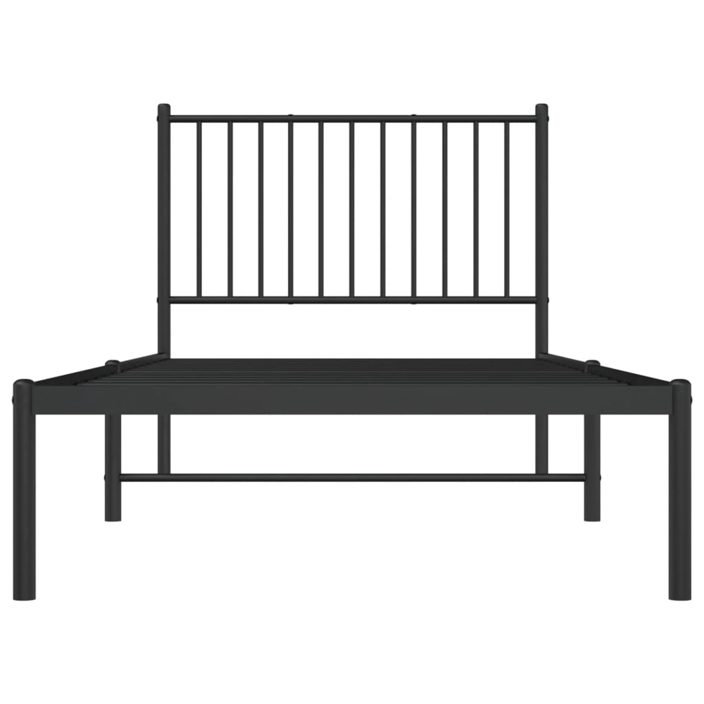 Metal Bed Frame without Mattress with Headboard Black 90x200cm