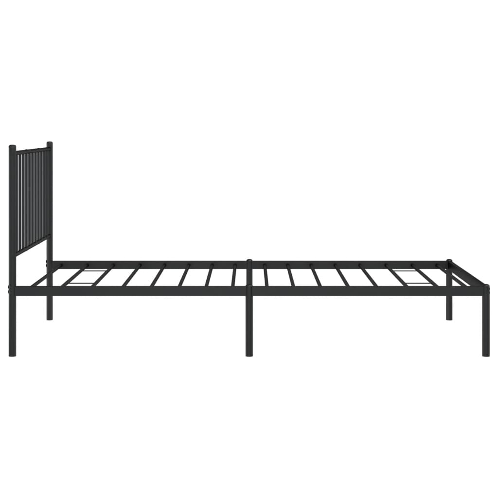 Metal Bed Frame without Mattress with Headboard Black 90x200cm