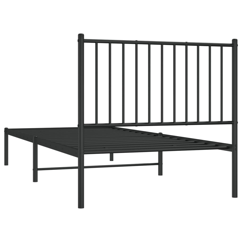 Metal Bed Frame without Mattress with Headboard Black 90x200cm