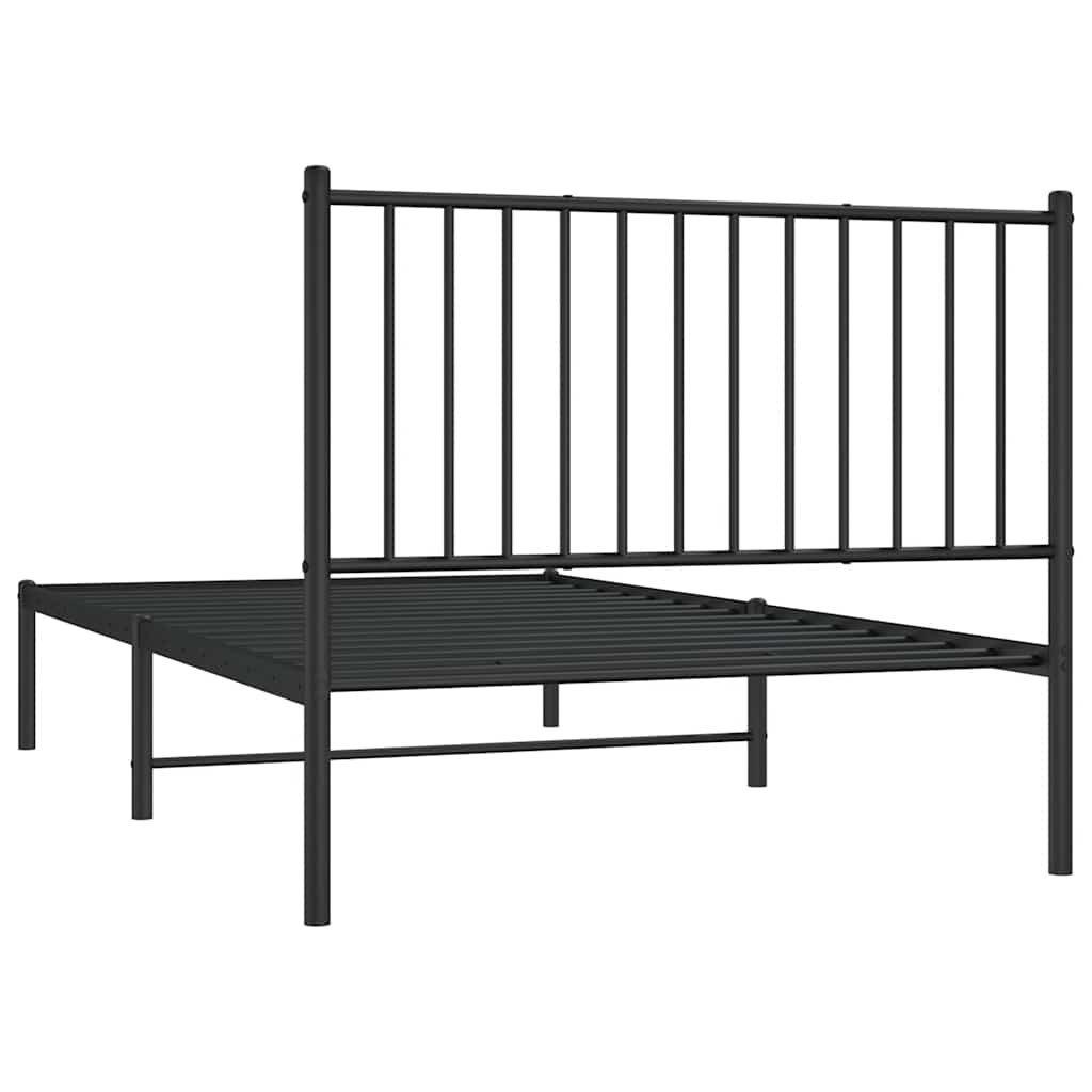 Metal Bed Frame without Mattress with Headboard Black 100x190cm