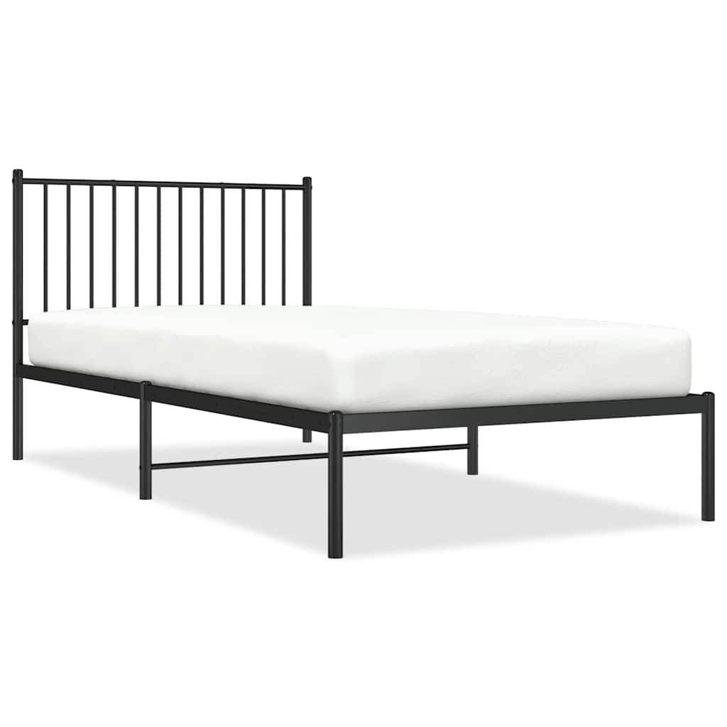 Metal Bed Frame without Mattress with Headboard Black 100x200cm
