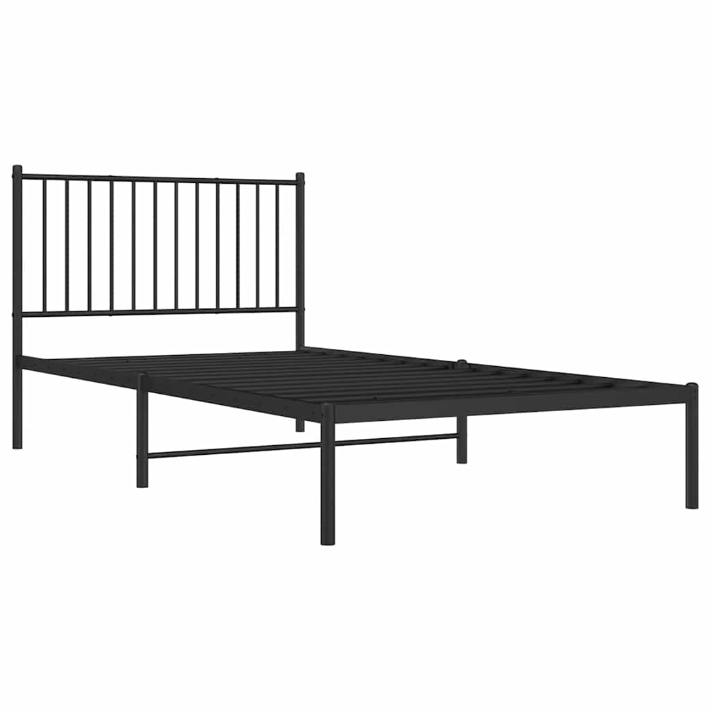 Metal Bed Frame without Mattress with Headboard Black 100x200cm