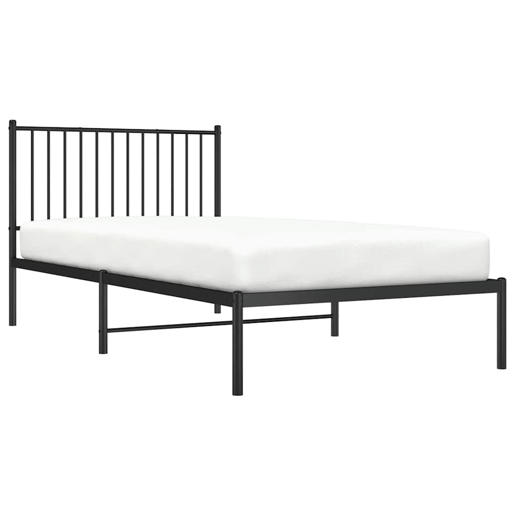 Metal Bed Frame without Mattress with Headboard Black 100x200cm