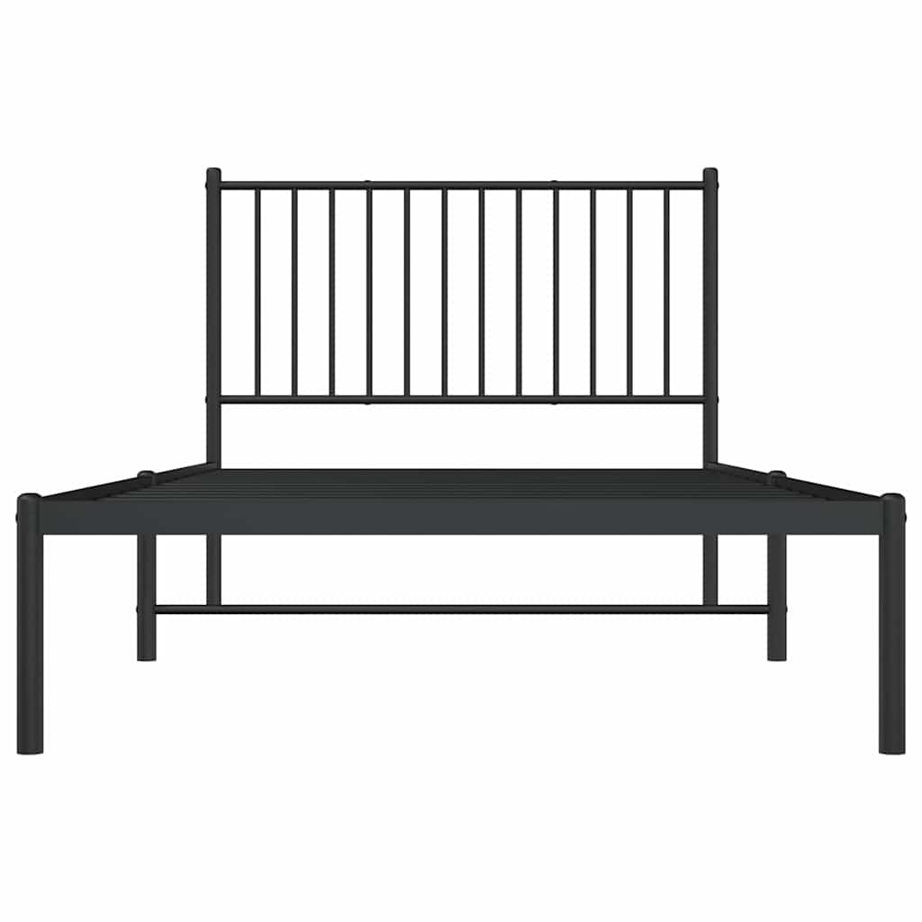 Metal Bed Frame without Mattress with Headboard Black 100x200cm