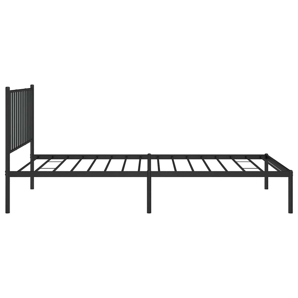 Metal Bed Frame without Mattress with Headboard Black 100x200cm