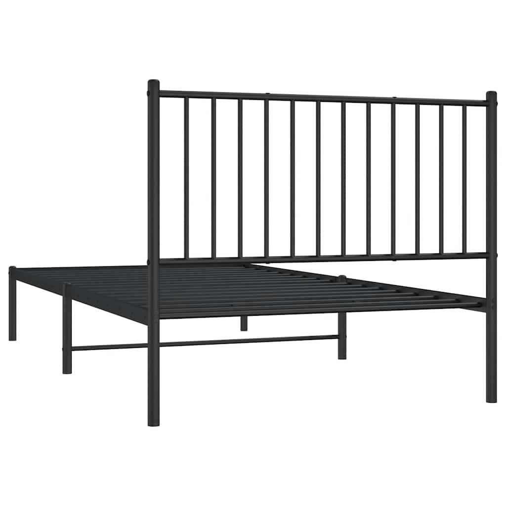 Metal Bed Frame without Mattress with Headboard Black 100x200cm
