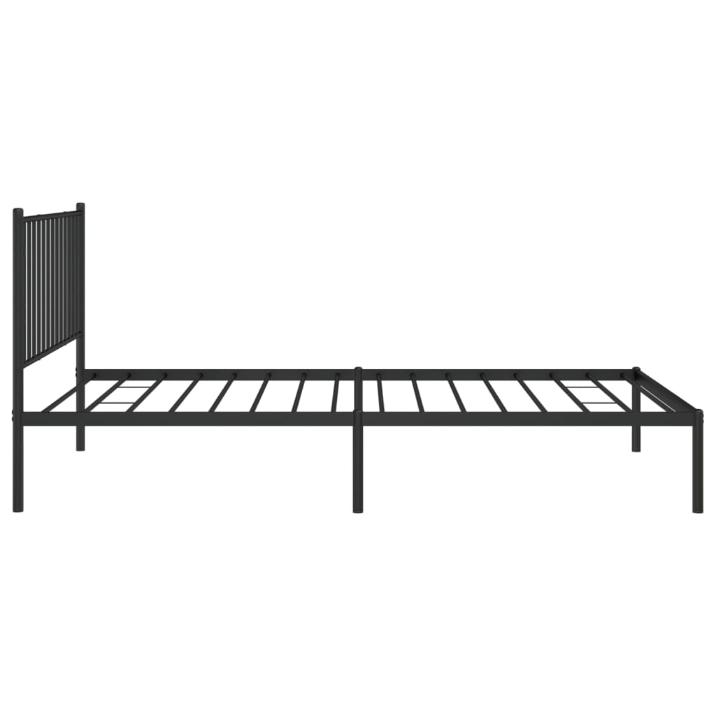 Metal Bed Frame without Mattress with Headboard Black 107x203cm