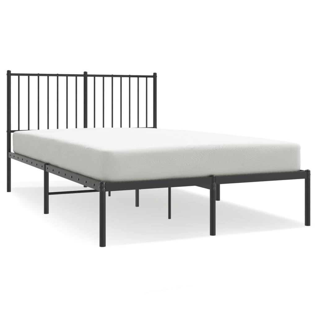 Metal Bed Frame without Mattress with Headboard Black 120x190cm