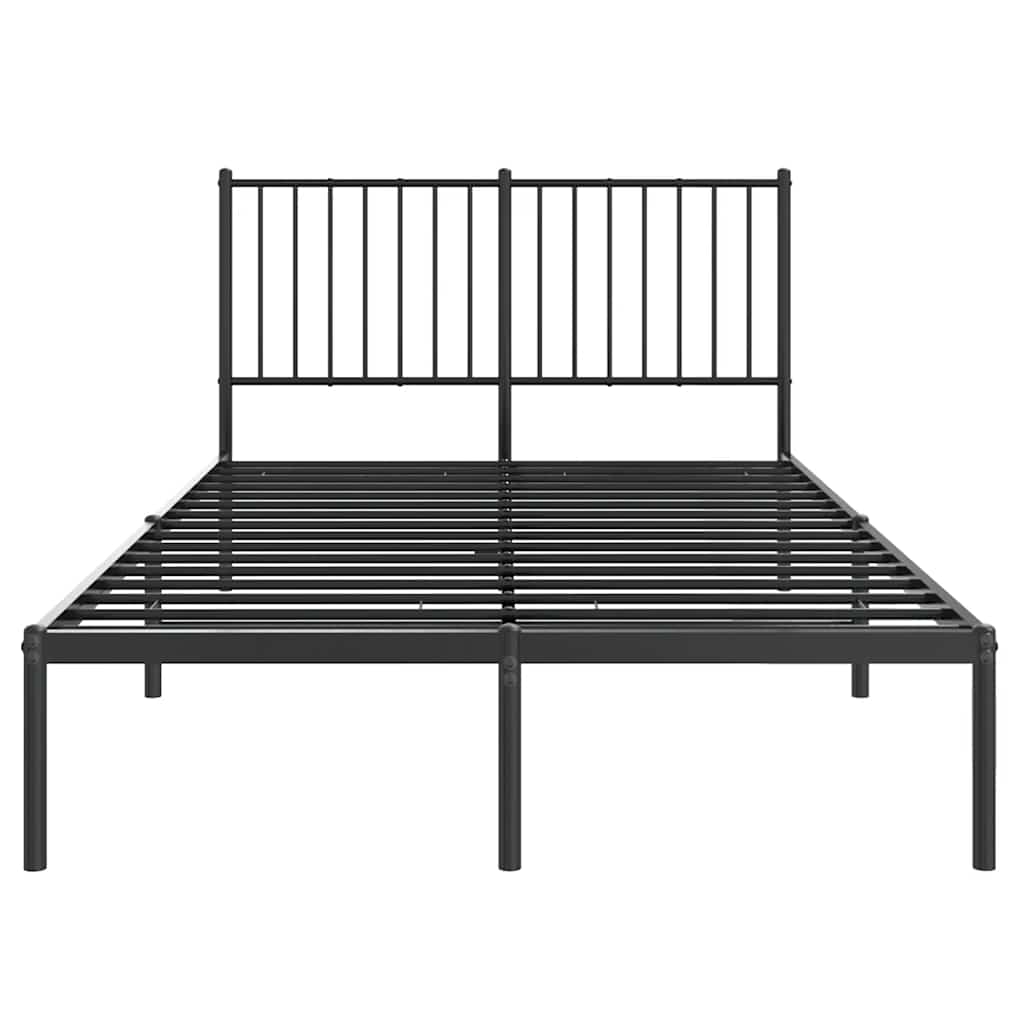 Metal Bed Frame without Mattress with Headboard Black 120x190cm