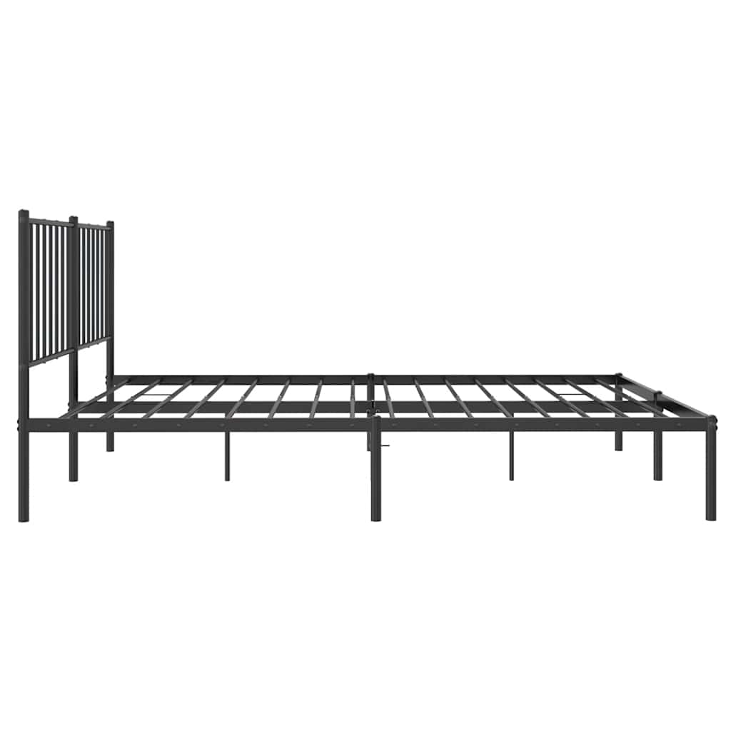 Metal Bed Frame without Mattress with Headboard Black 120x190cm