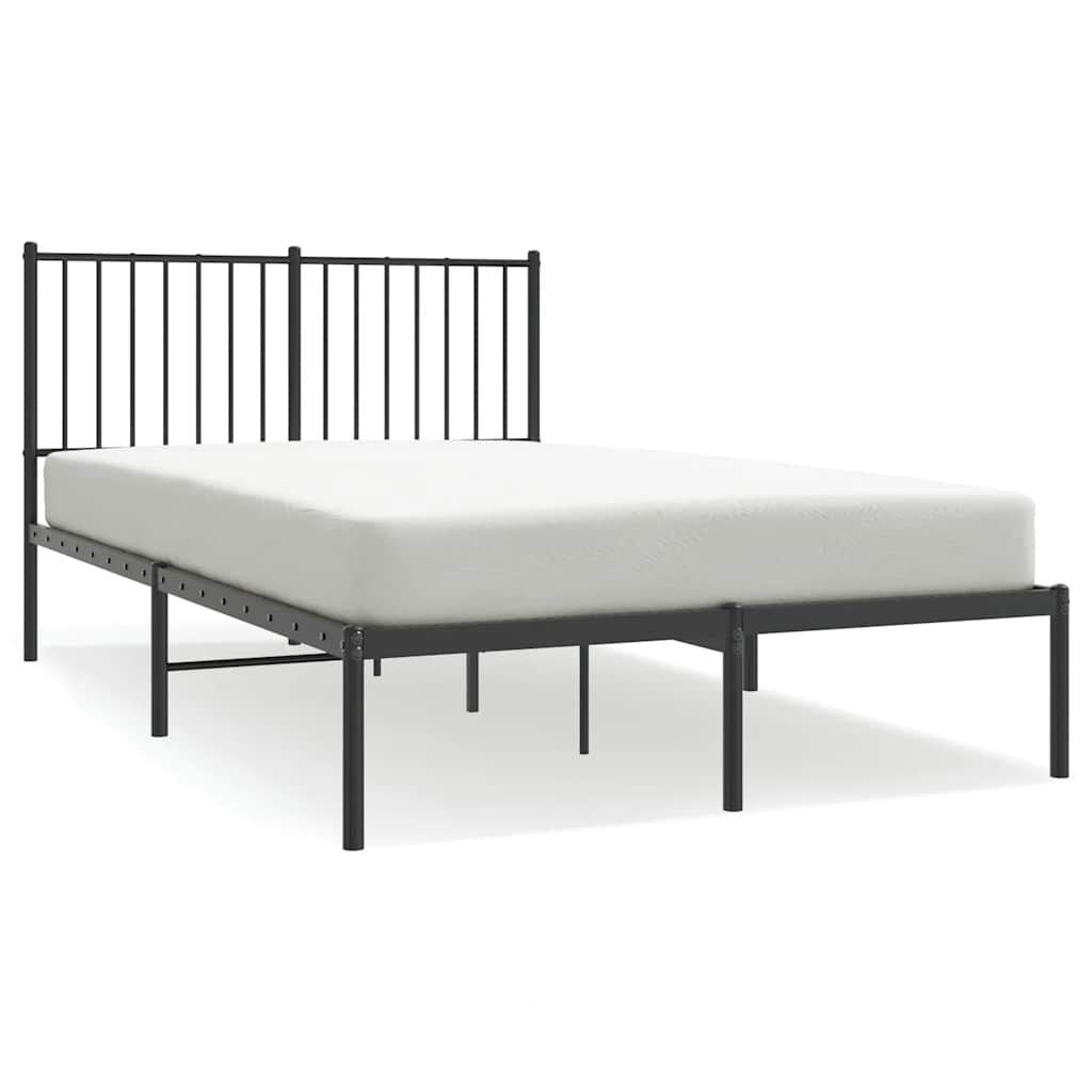 Metal Bed Frame without Mattress with Headboard Black 120x200cm