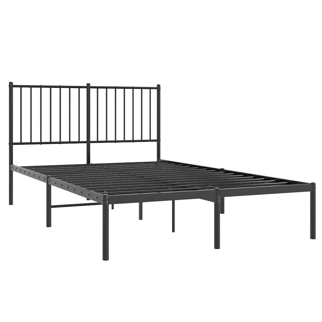 Metal Bed Frame without Mattress with Headboard Black 120x200cm