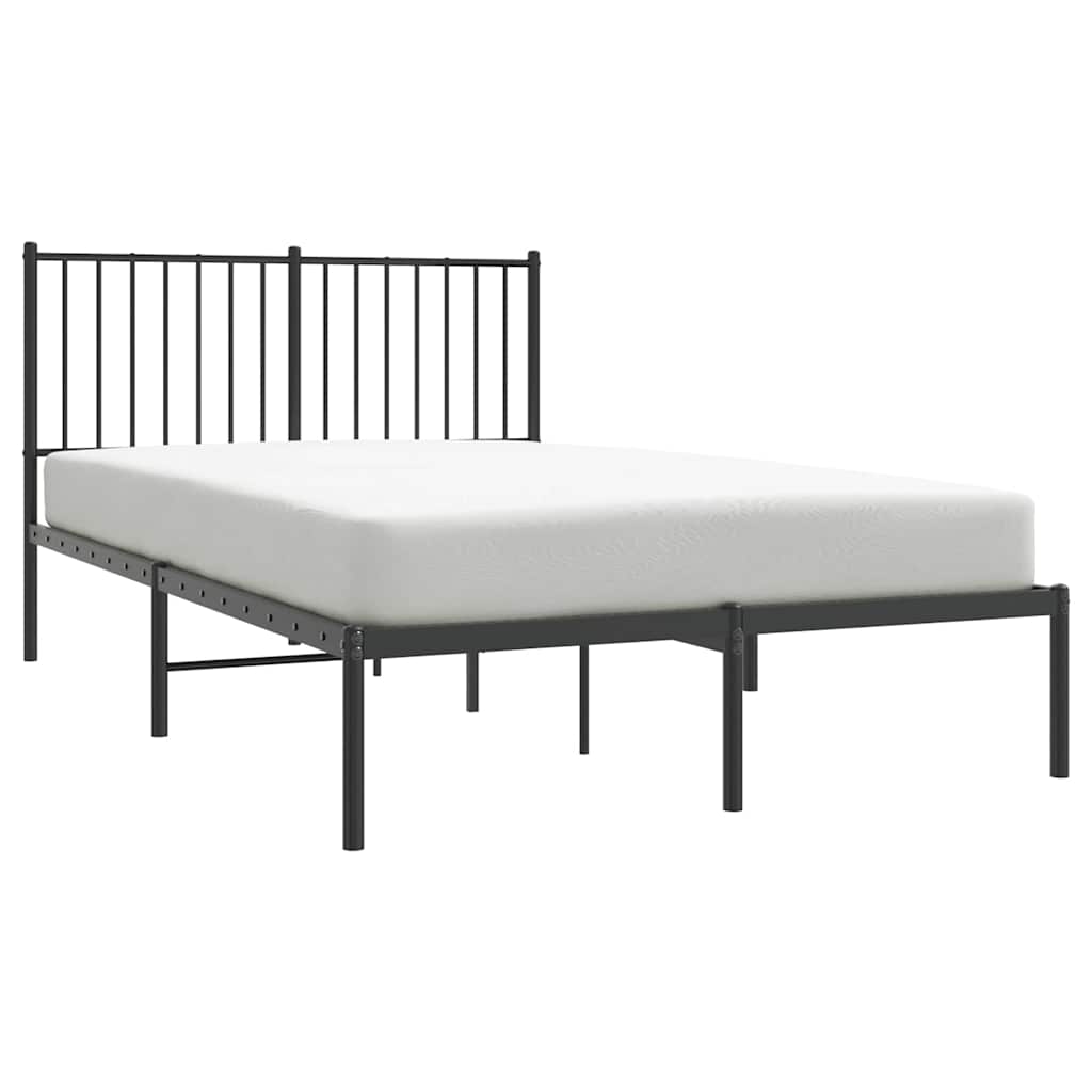 Metal Bed Frame without Mattress with Headboard Black 120x200cm
