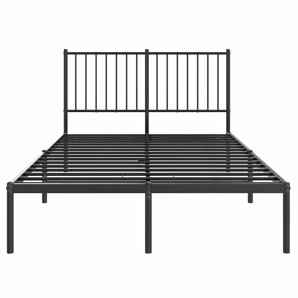 Metal Bed Frame without Mattress with Headboard Black 120x200cm