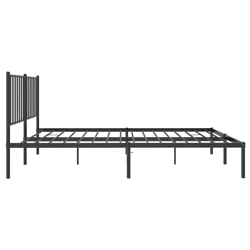 Metal Bed Frame without Mattress with Headboard Black 120x200cm