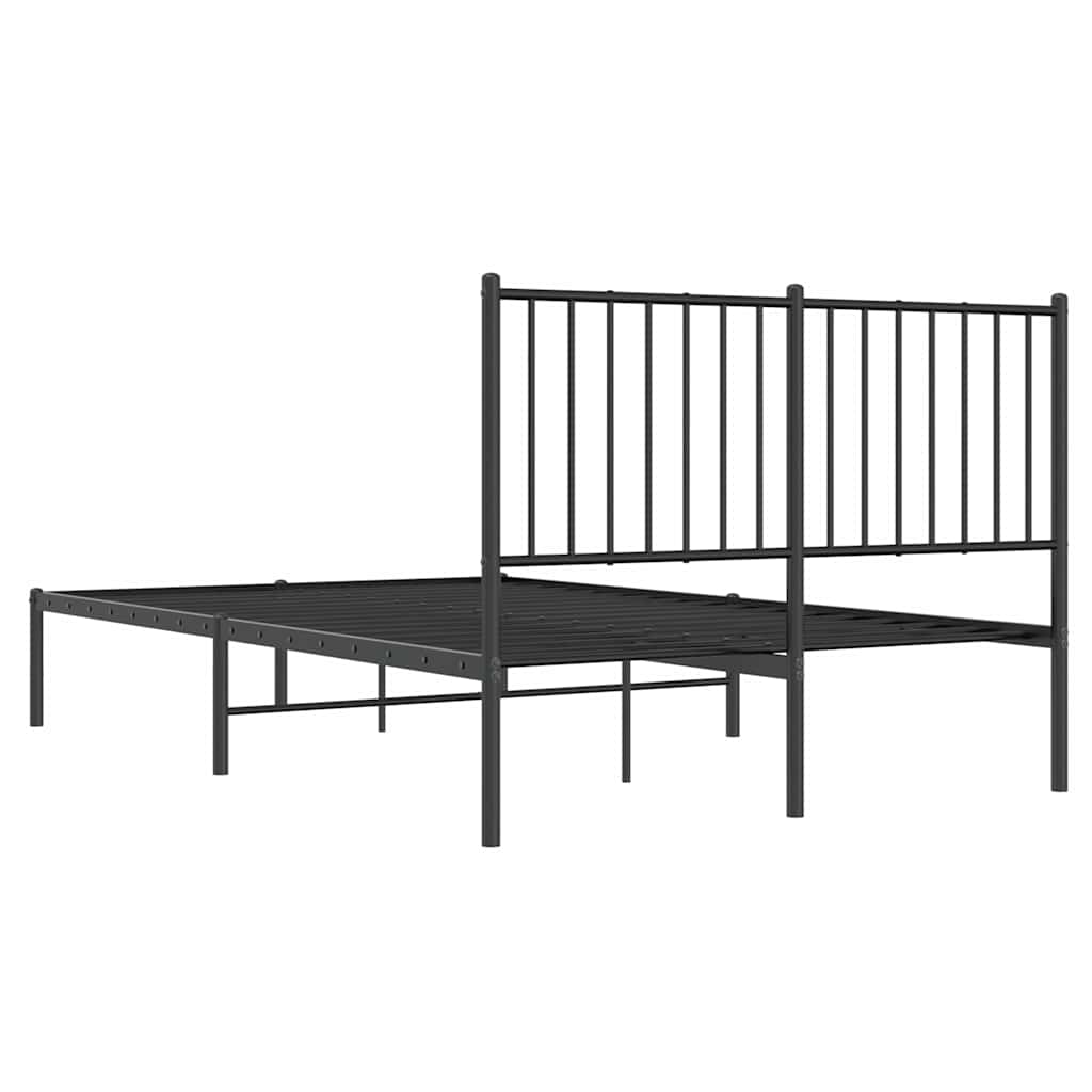 Metal Bed Frame without Mattress with Headboard Black 120x200cm