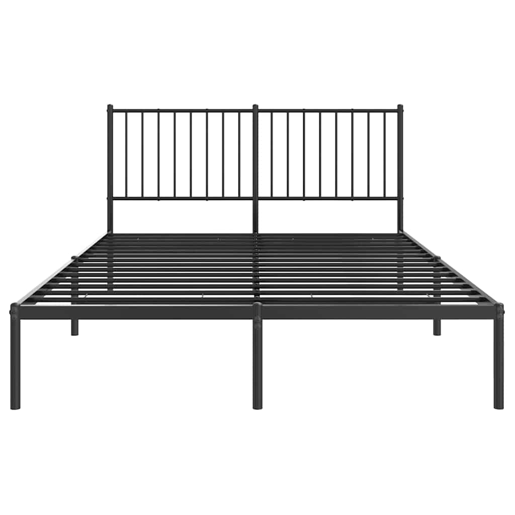 Metal Bed Frame without Mattress with Headboard Black 135x190cm