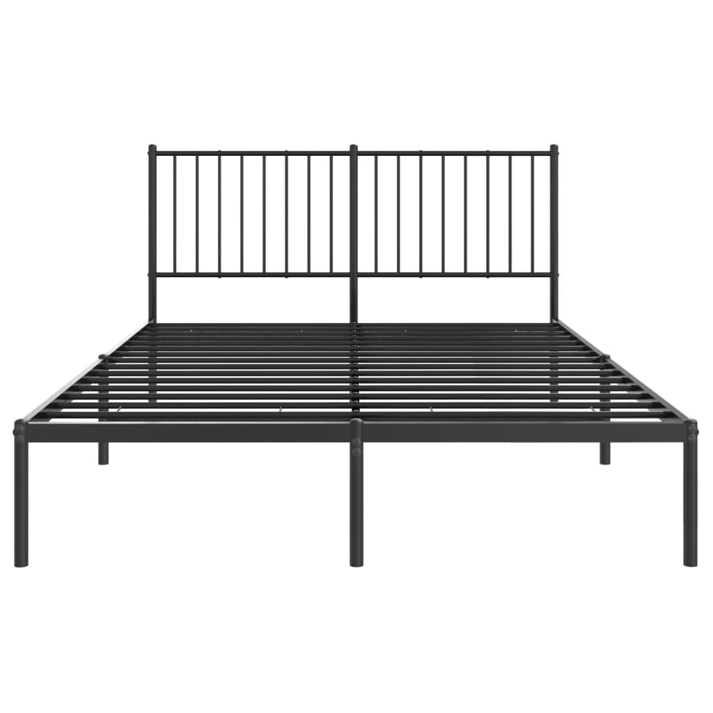 Metal Bed Frame without Mattress with Headboard Black 140x190cm