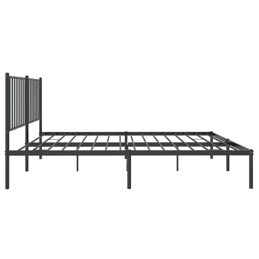 Metal Bed Frame without Mattress with Headboard Black 140x190cm