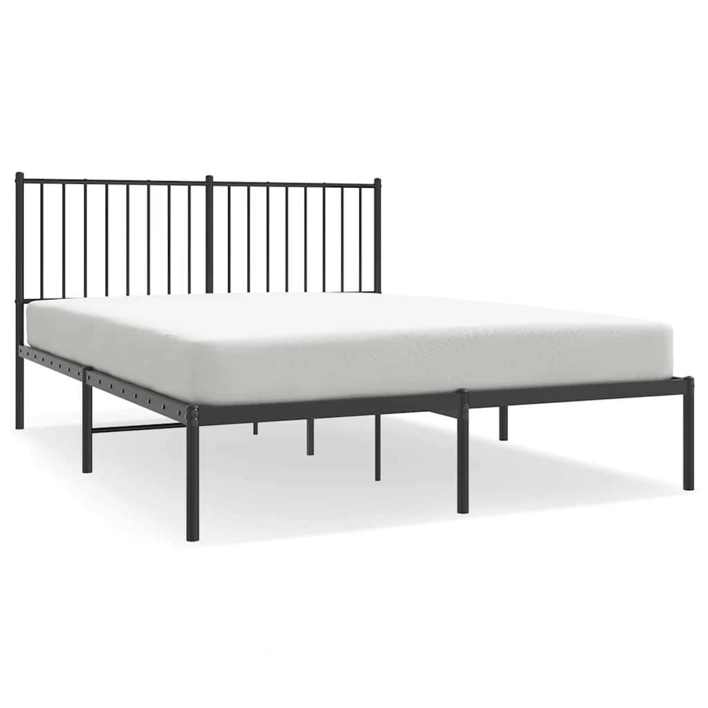 Metal Bed Frame without Mattress with Headboard Black 140x200cm