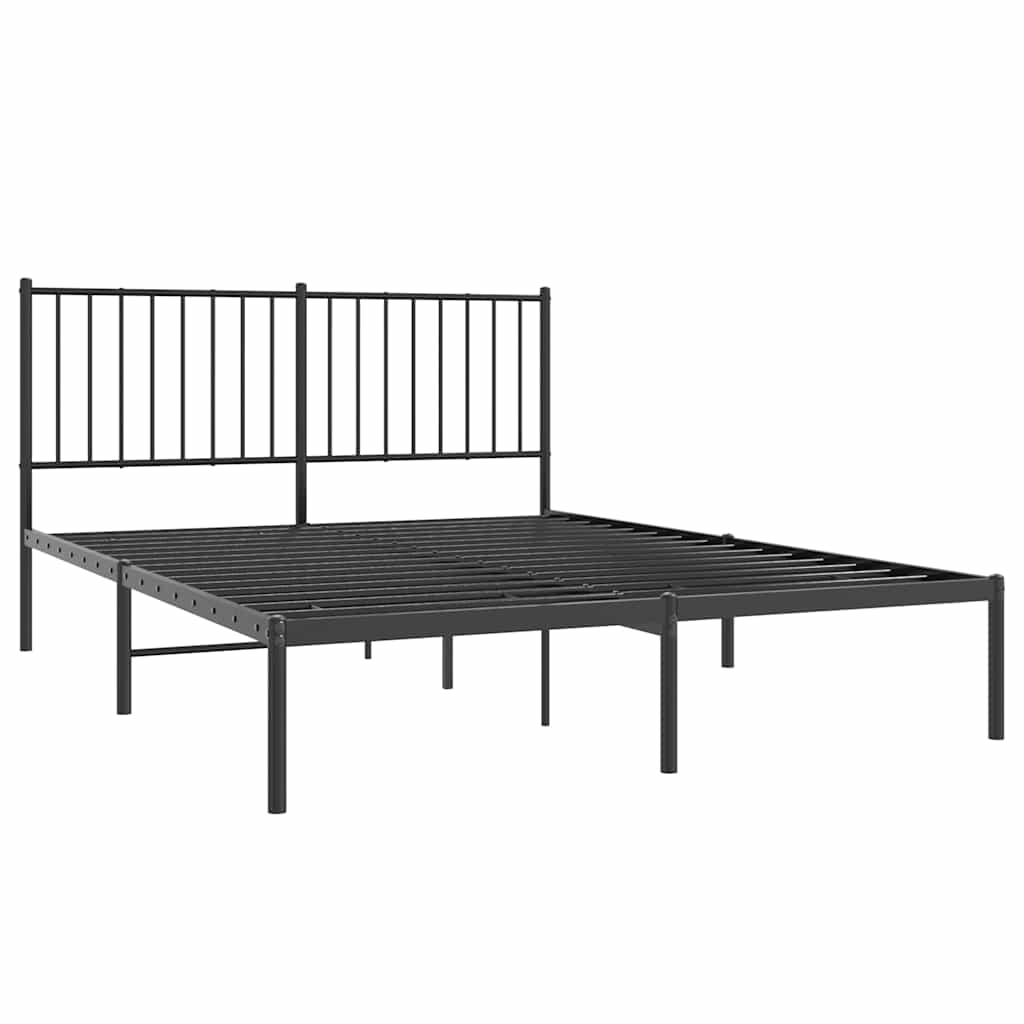 Metal Bed Frame without Mattress with Headboard Black 140x200cm