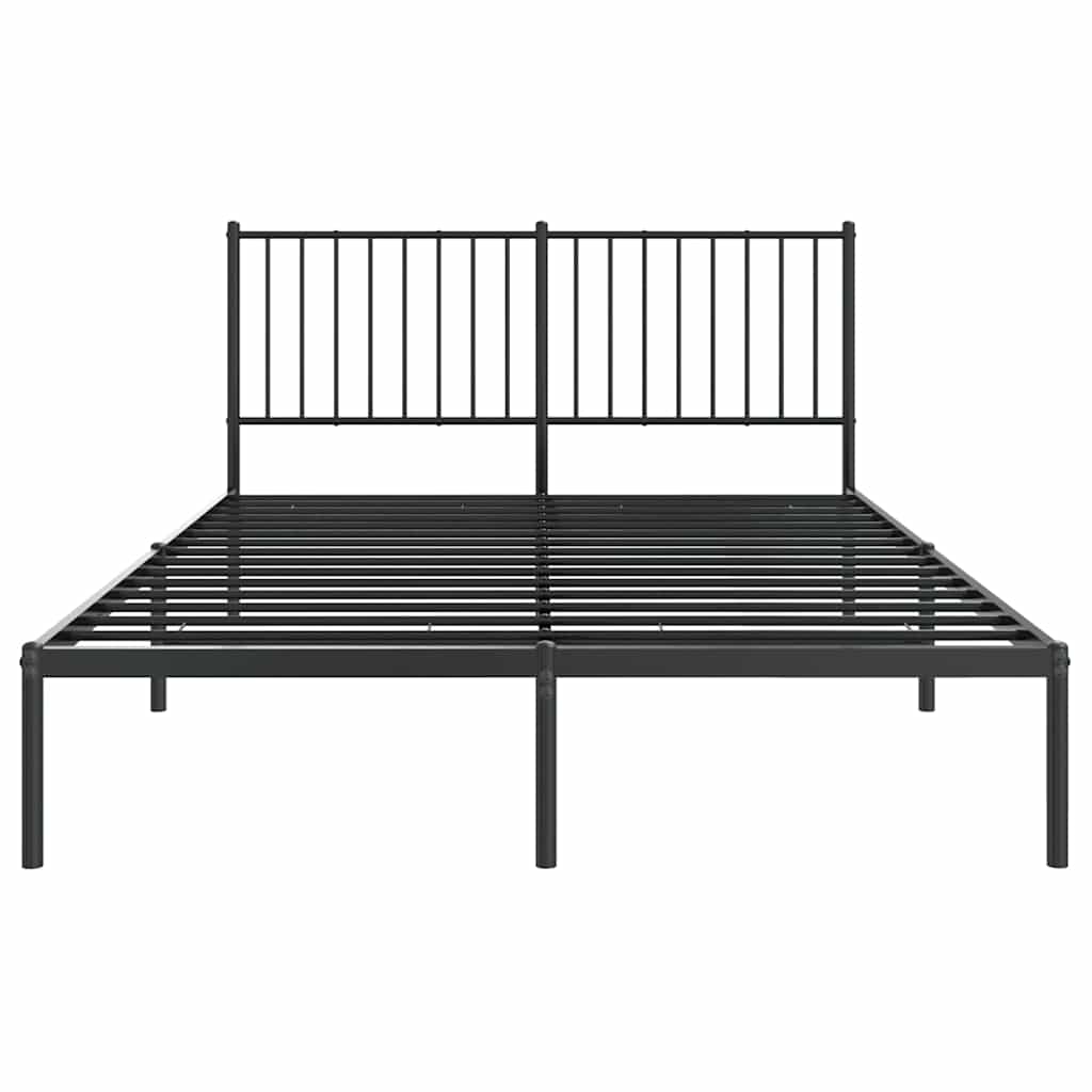 Metal Bed Frame without Mattress with Headboard Black 140x200cm