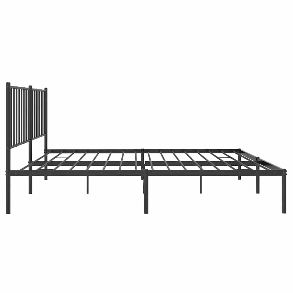Metal Bed Frame without Mattress with Headboard Black 140x200cm