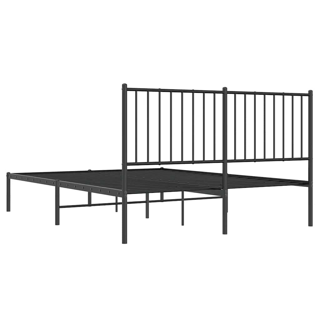 Metal Bed Frame without Mattress with Headboard Black 140x200cm