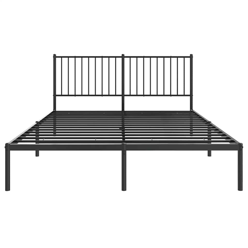 Metal Bed Frame without Mattress with Headboard Black 150x200cm