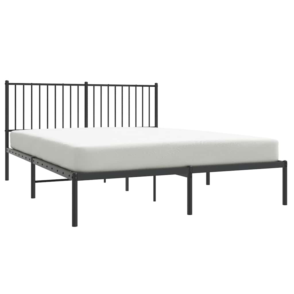 Metal Bed Frame without Mattress with Headboard Black 160x200cm