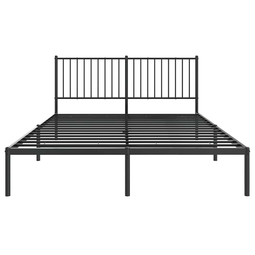 Metal Bed Frame without Mattress with Headboard Black 160x200cm