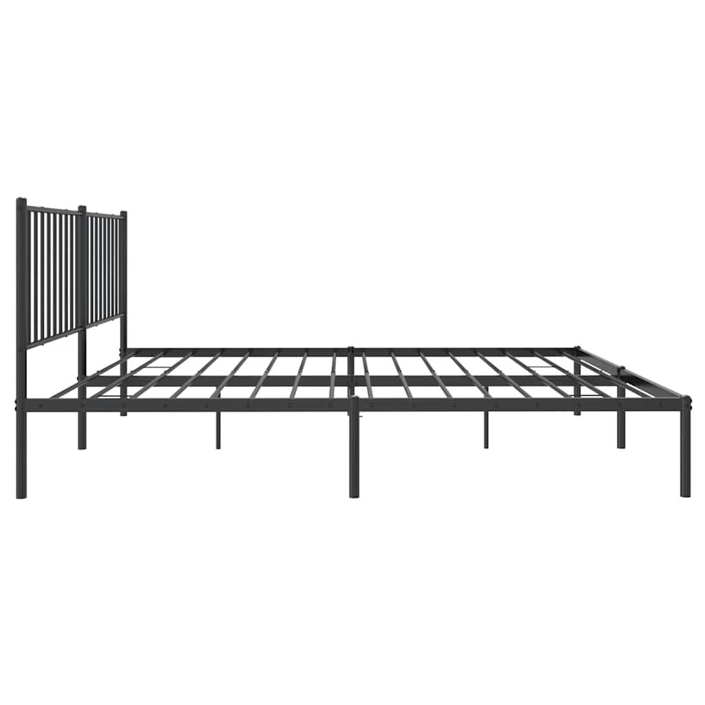 Metal Bed Frame without Mattress with Headboard Black 160x200cm