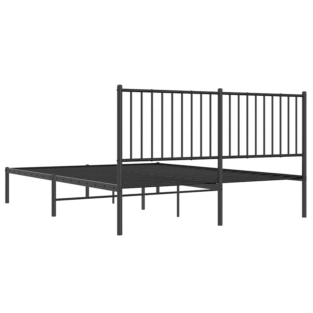 Metal Bed Frame without Mattress with Headboard Black 160x200cm
