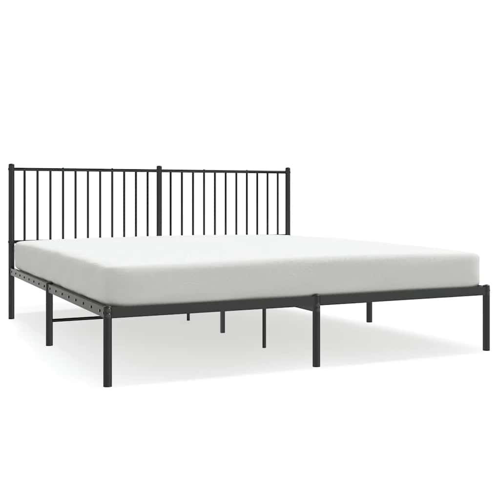 Metal Bed Frame without Mattress with Headboard Black 180x200cm