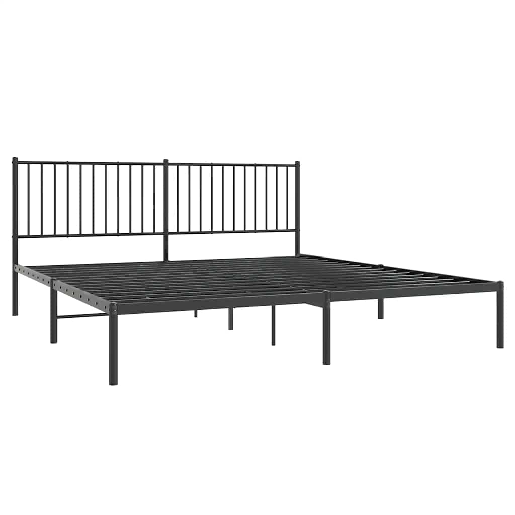 Metal Bed Frame without Mattress with Headboard Black 180x200cm