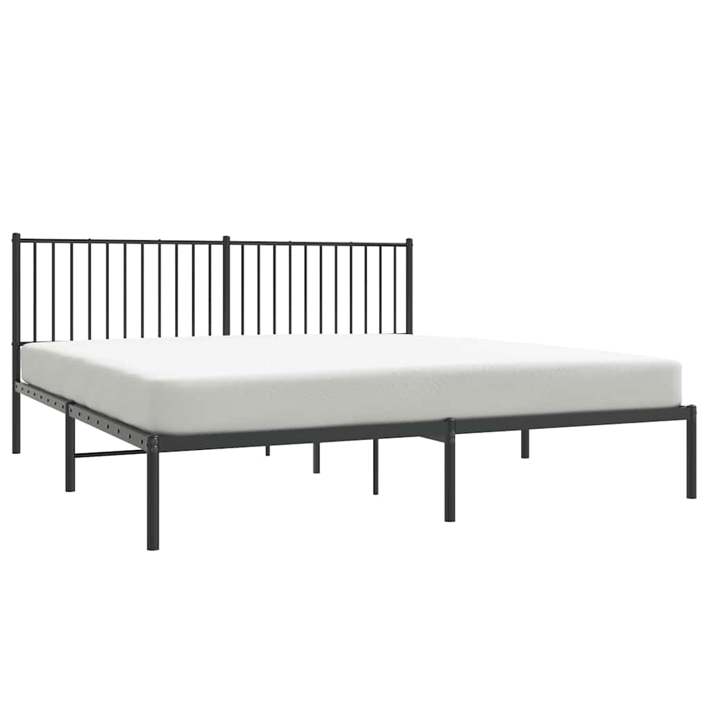 Metal Bed Frame without Mattress with Headboard Black 180x200cm
