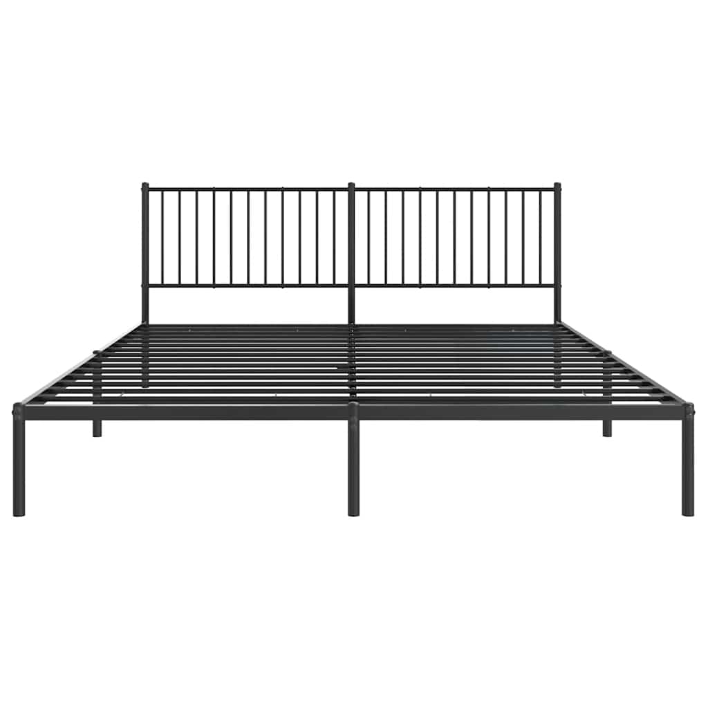 Metal Bed Frame without Mattress with Headboard Black 180x200cm