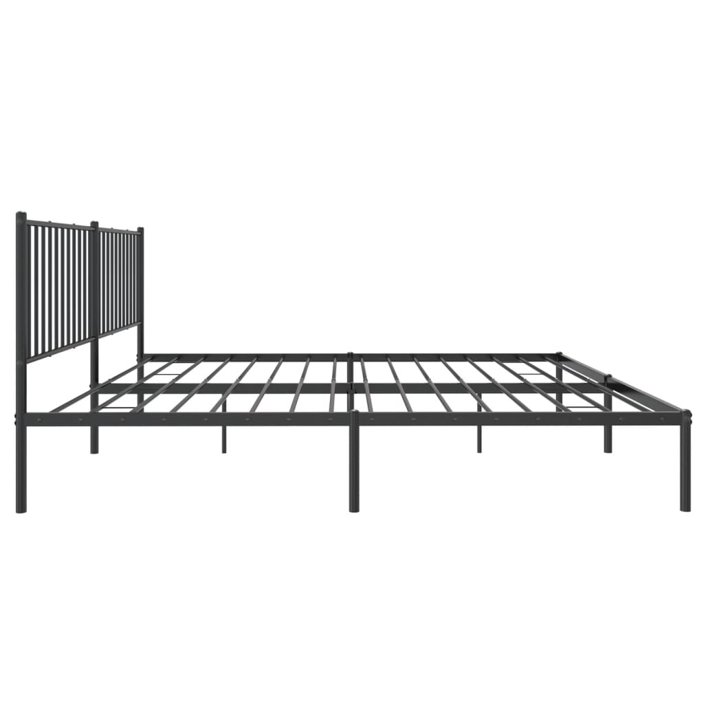 Metal Bed Frame without Mattress with Headboard Black 180x200cm