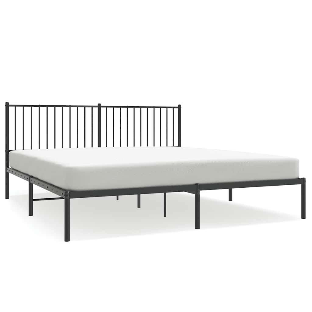 Metal Bed Frame without Mattress with Headboard Black 183x213cm