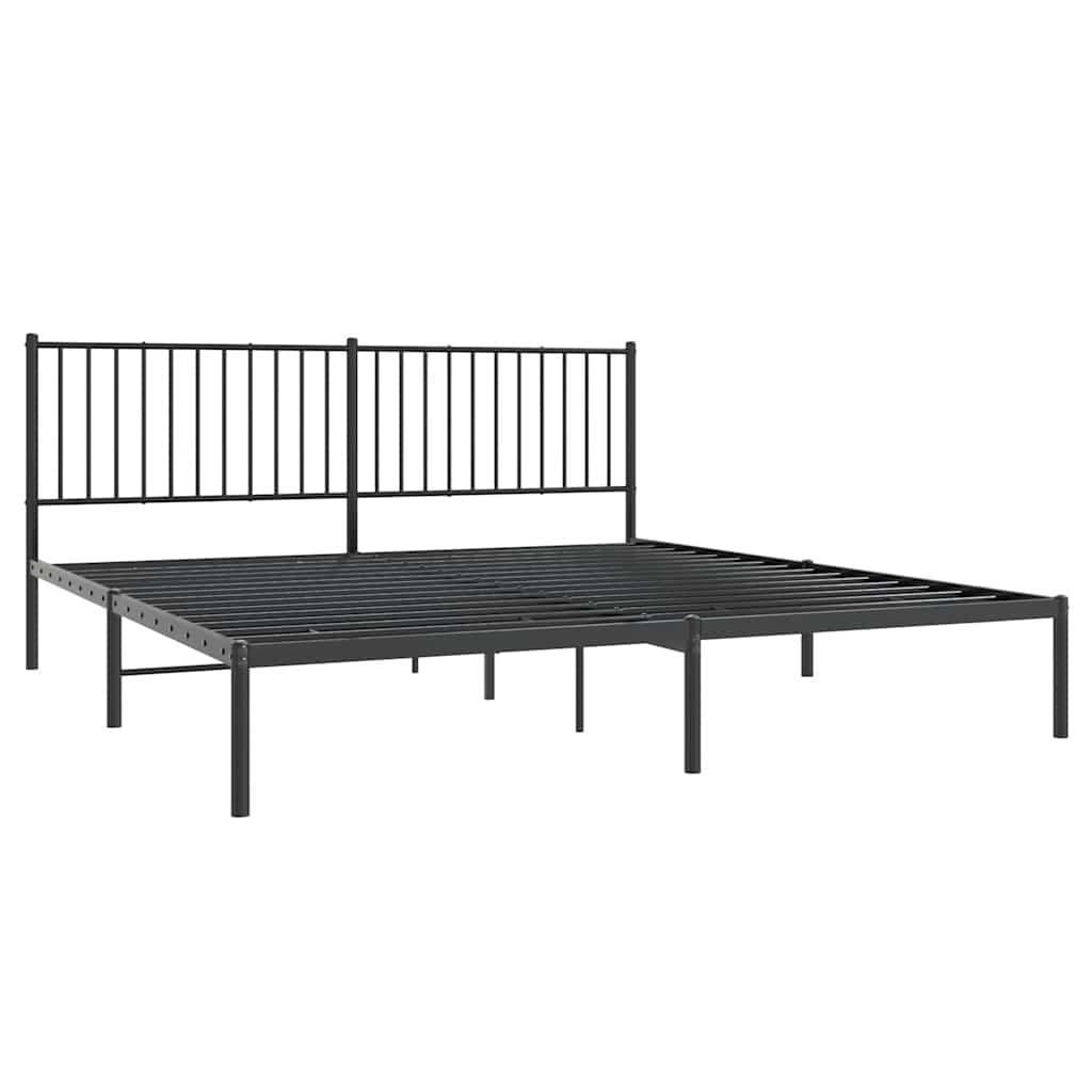 Metal Bed Frame without Mattress with Headboard Black 183x213cm