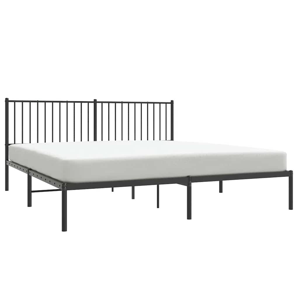 Metal Bed Frame without Mattress with Headboard Black 183x213cm