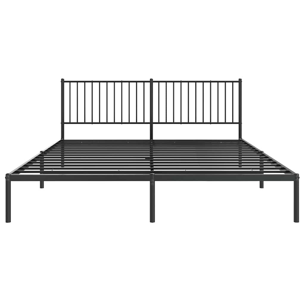 Metal Bed Frame without Mattress with Headboard Black 183x213cm