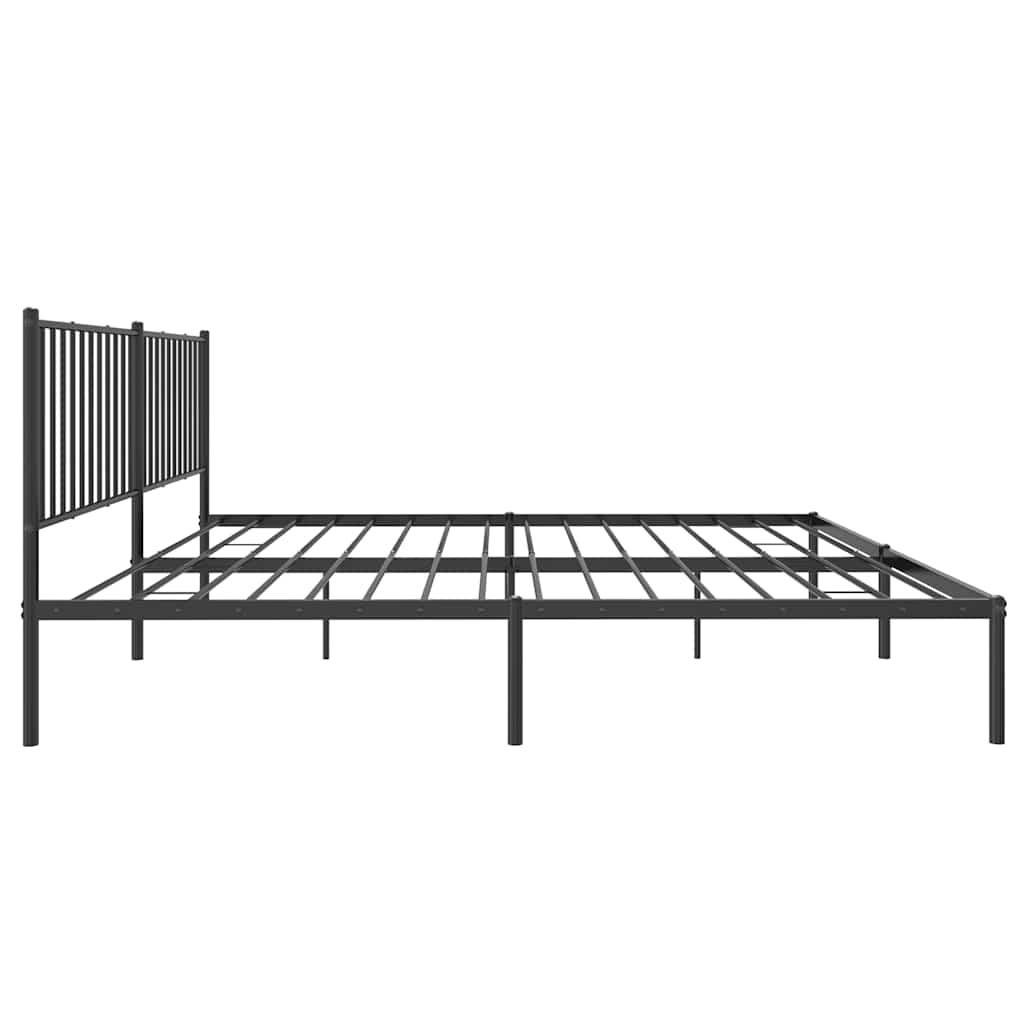 Metal Bed Frame without Mattress with Headboard Black 183x213cm