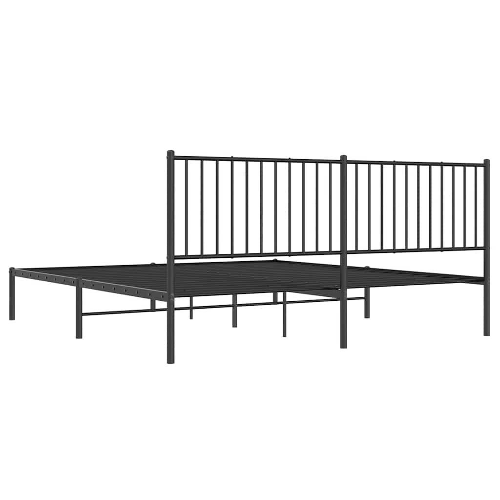Metal Bed Frame without Mattress with Headboard Black 183x213cm