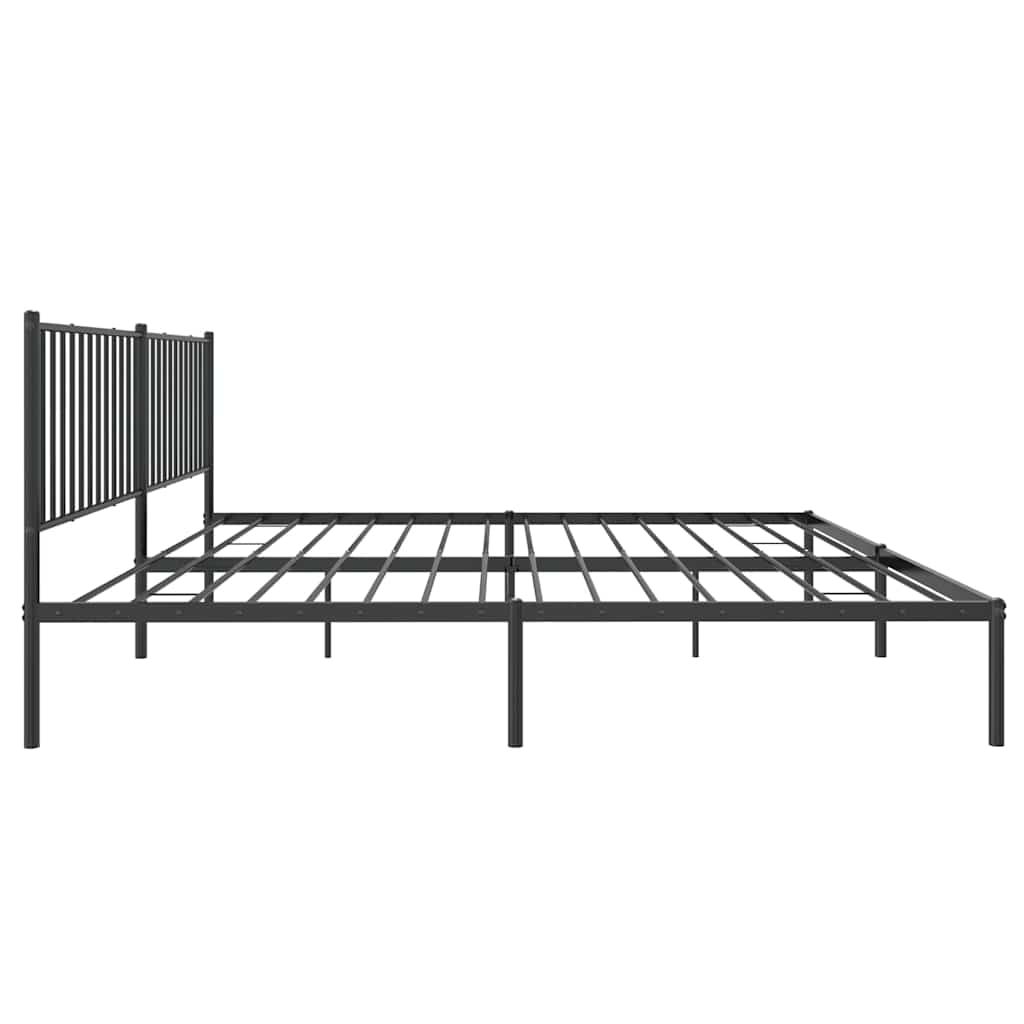 Metal Bed Frame without Mattress with Headboard Black 193x203cm