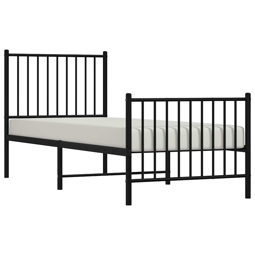 Metal Bed Frame without Mattress with Footboard Black 80x200cm