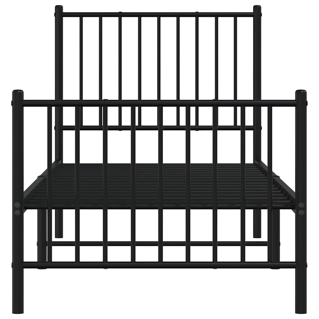 Metal Bed Frame without Mattress with Footboard Black 80x200cm