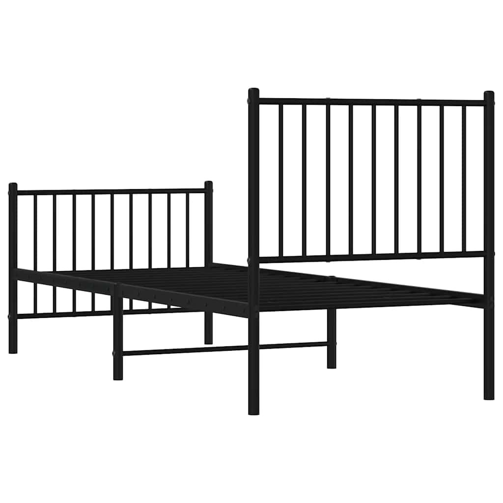 Metal Bed Frame without Mattress with Footboard Black 80x200cm