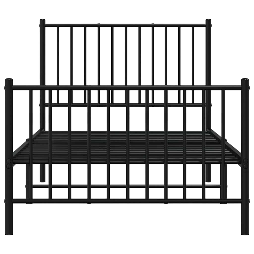 Metal Bed Frame without Mattress with Footboard Black 90x190cm